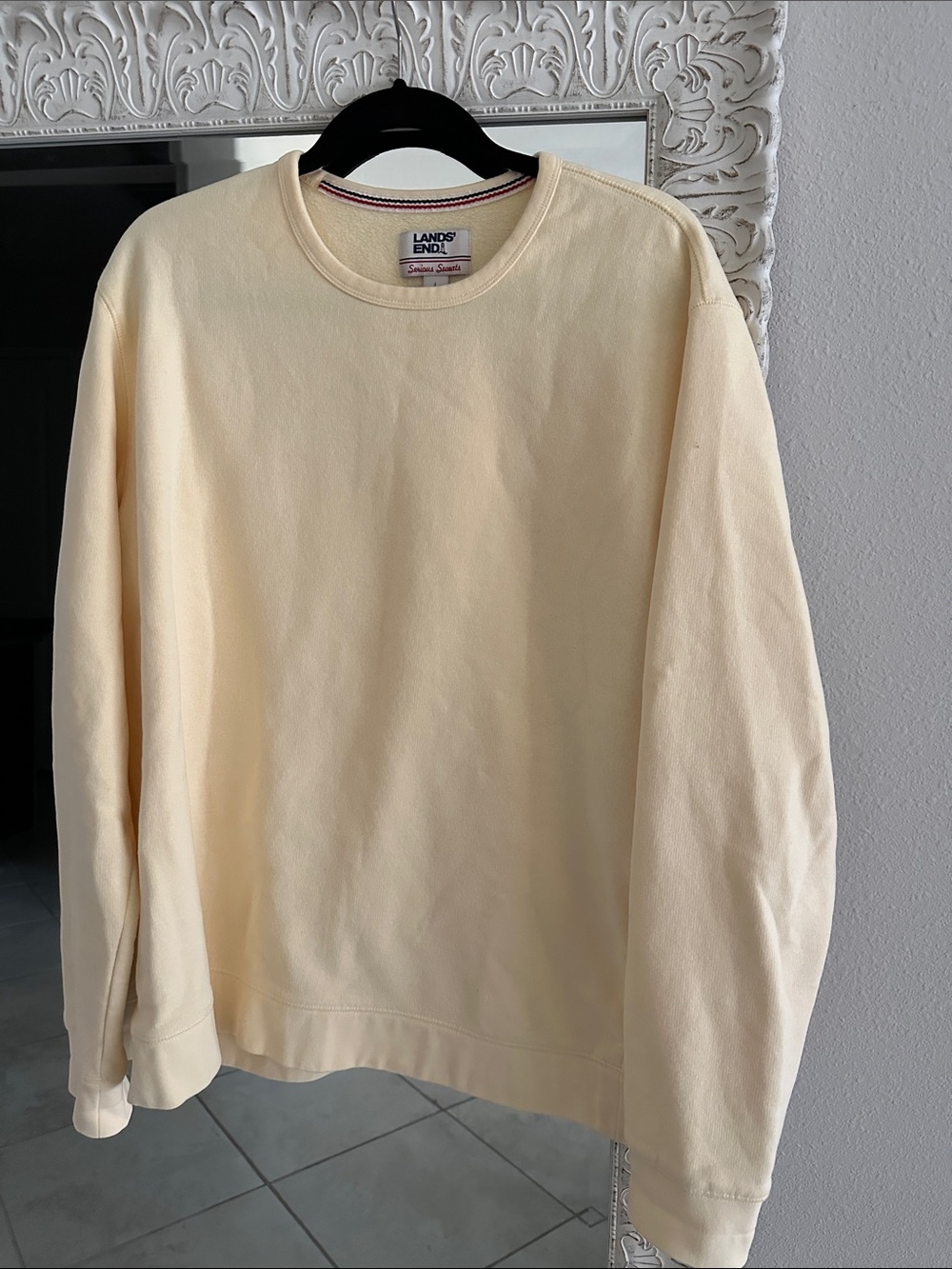 Lands' End Vintage Oversized Crewneck Yellow Sweatshirt